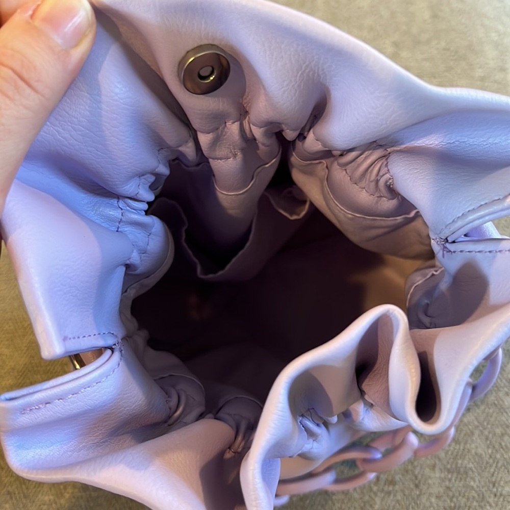 Mini Ruched Drawstring Bag in Soft Lavender - Picture 3 of 5